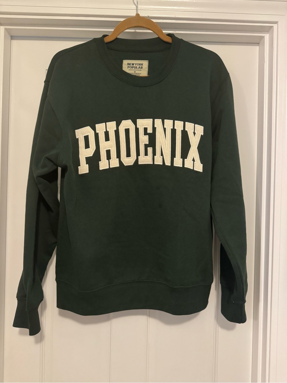 New York Popular Green Phoenix Graphic Crewneck Fleece Sweatshirt Unisex M